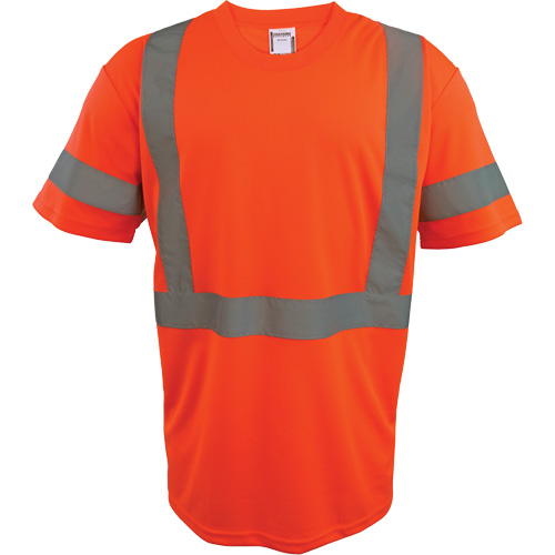 Short Sleeve Safety T-Shirt, Polyester, 2X-Large, High Visibility Orange Equipex
