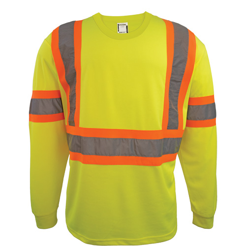 Chemise de s&eacute;curit&eacute; &agrave; manches longues, Polyester, 2T-Grand, Jaune lime haute visibilit&eacute; Equipex