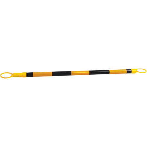 Barre pour c&ocirc;ne de circulation r&eacute;tractable, Longueur d&eacute;ploy&eacute;e de 7'2", Noir/Jaune Equipex