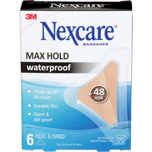 Pansements imperm&eacute;ables &agrave; tenue maximale Nexcare, Main/Talon, 3-1/2", Plastique, St&eacute;rile Equipex