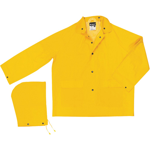 Classic Series Rain Jacket with Detachable Hood, Polyester/PVC, Medium, Yellow Equipex
