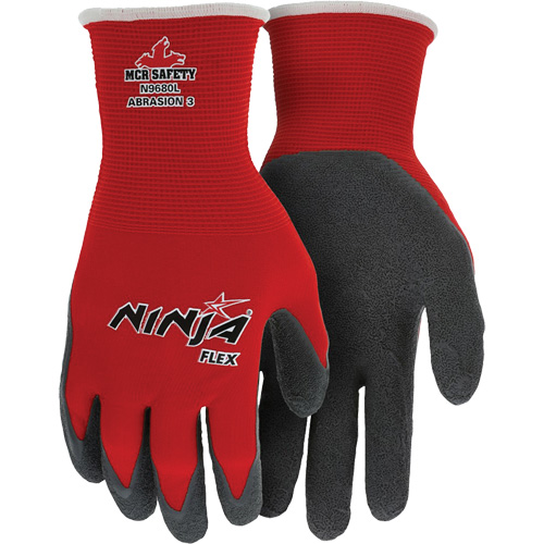Gants enduits Flex Ninja, Grand, R&ecirc;vetement Latex de caoutchouc, Calibre 15, Enveloppe en Nylon Equipex