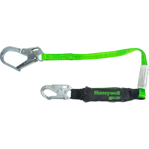 Miller&reg; HP Shock-Absorbing Lanyard, 4', Locking Rebar Hook Center, Locking Snap Hook Leg Ends, Polyester Equipex