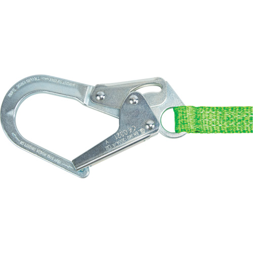 Miller&reg; HP Shock-Absorbing Lanyard, 4', Locking Rebar Hook Center, Locking Snap Hook Leg Ends, Polyester Equipex