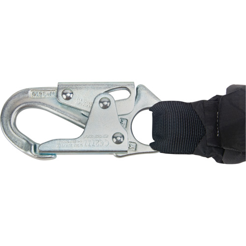 Miller&reg; HP Shock-Absorbing Lanyard, 4', Locking Rebar Hook Center, Locking Snap Hook Leg Ends, Polyester Equipex