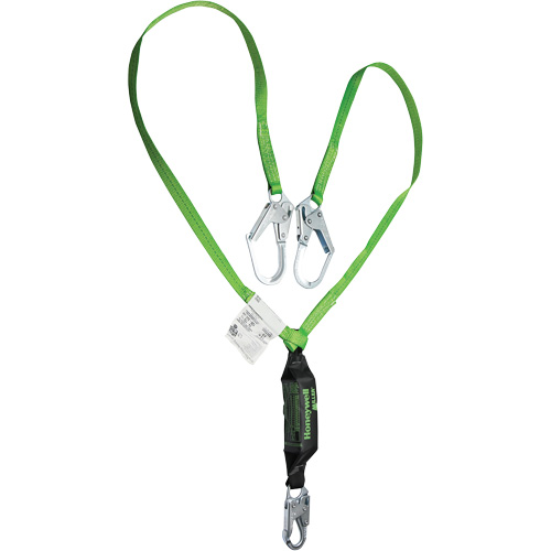 Miller&reg; HP Shock-Absorbing Lanyard, 6', Locking Rebar Hook Center, Locking Snap Hook Leg Ends, Polyester Equipex
