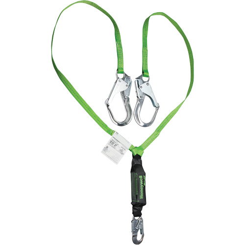 Miller&reg; HP Shock-Absorbing Lanyard, 6', Locking Rebar Hook Center, Locking Snap Hook Leg Ends, Polyester Equipex