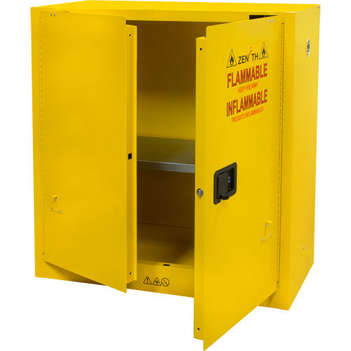 Flammable Storage Cabinet, 30 gal., 2 Door, 43" W x 44" H x 18" D Equipex