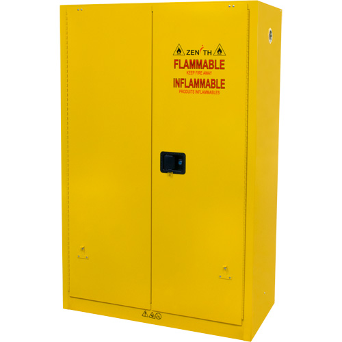 Flammable Storage Cabinet, 45 gal., 2 Door, 43" W x 65" H x 18" D Equipex