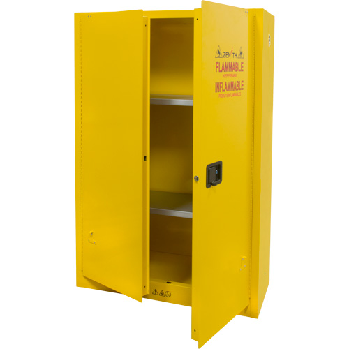 Flammable Storage Cabinet, 45 gal., 2 Door, 43" W x 65" H x 18" D Equipex