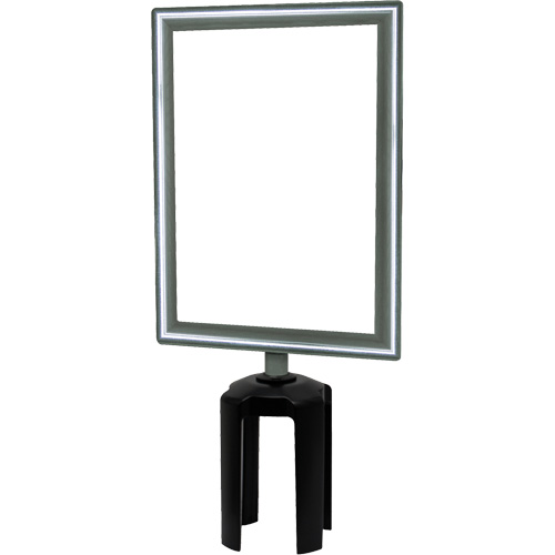 Porte-enseigne vertical robuste avec adaptateur pour poteaux Tensabarrier, Chrome poli Equipex