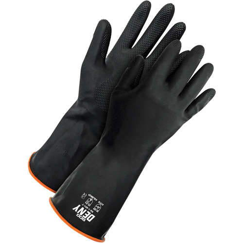 Deny Chemical Resistant Gloves, Size 9, 12" L, Rubber Latex, Flock-Lined Inner Lining, Winter Weight Equipex
