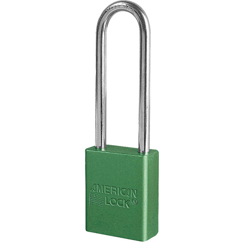 American Lock&reg; Safety Padlock, Green, Keyed Different, Aluminum, 1-1/2" Width Equipex