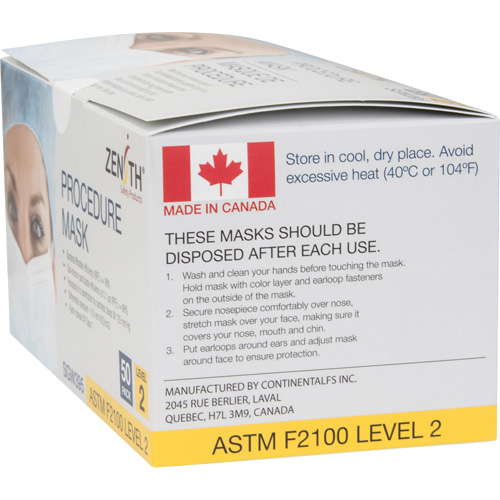Masques d'intervention jetables, ASTM F2100 Niveau 2, Classe 1 Equipex