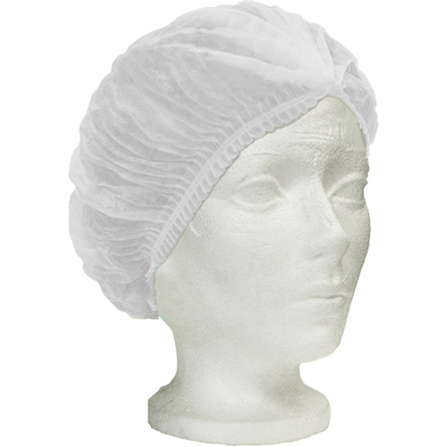 Ronco Care Pleated Bouffant Cap, Polypropylene, 24", White Equipex