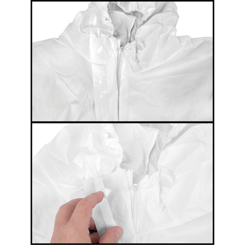 Premium Hooded Coveralls, Medium, White, Microporous Equipex