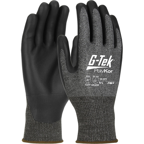 Gants r&eacute;sistants aux coupures G-Tek PolyKor X7, Petit, Calibre 18, Rev&ecirc;tement Polyur&eacute;thane, ASTM ANSI niveau A7/EN 388 niveau F Equipex