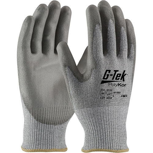 Gants r&eacute;sistants aux coupures G-Tek PolyKor, Petit, Calibre 13, Rev&ecirc;tement Polyur&eacute;thane, ASTM ANSI niveau A4/EN 388 niveau 5/EN 388 niveau D Equipex