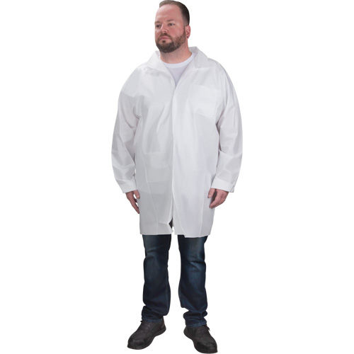 Protective Lab Coat, Microporous, White, Medium Equipex