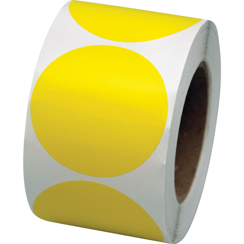 Pastilles de marquage color&eacute;es, Cercle, 3" lo x 3" la, Jaune, Vinyle Equipex