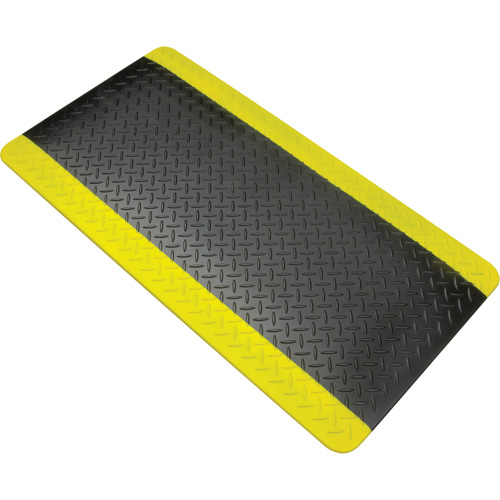 Anti-Fatigue Matting, Diamond, 1-2/3' x 3-1/4' x 3/4", Black/Yellow, Polyurethane Equipex