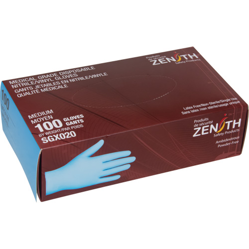 Tactile Medical-Grade Disposable Gloves, X-Large, Nitrile/Vinyl, 4.5-mil, Powder-Free, Blue, Class 2 Equipex