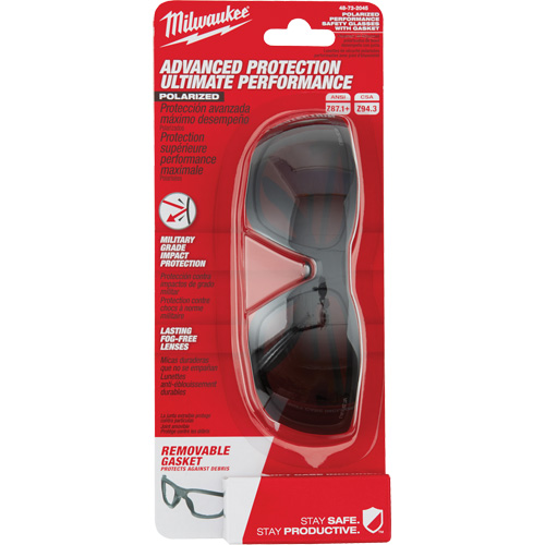 Lunettes de s&eacute;curit&eacute; performantes avec joint, Lentille Noir, Polaris&eacute;, R&eacute;pond ou surpasse la norme CSA Z94.3 Equipex