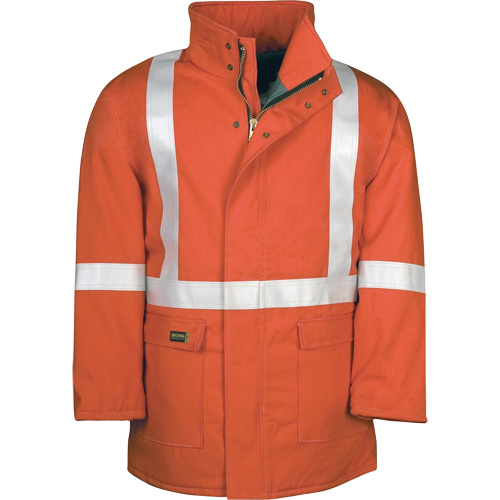 Parka dhiver &agrave; doublure matelass&eacute;e AllOut Westex UltraSoft avec bandes r&eacute;fl&eacute;chissantes, Moyen (grande taille), Orange haute visibilit&eacute;, 46 cal/cm² Equipex