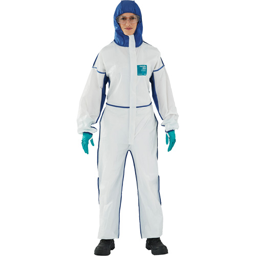 AlphaTec 1800 Comfort 3-Piece Coveralls, Large, Blue/White, Microporous/SMS Equipex