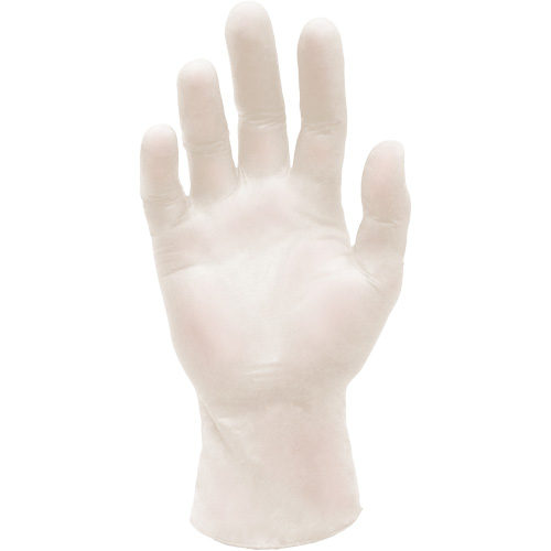 Gants d'examen m&eacute;dical synth&eacute;tiques extensibles, Grand, Vinyle, 5 mils, Sans poudre, Blanc, Classe 2 Equipex