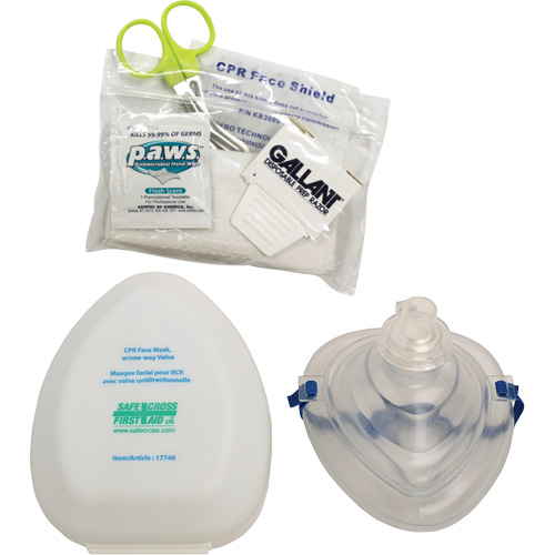 CPR Pocket Face Mask & Accessories Kit, Reusable Mask, Class 2 Equipex