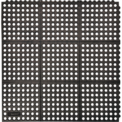 Tapis antifatigue &agrave; imbrication Cushion-Ease 550, &agrave; fentes, 3' x 3' x 3/4", Noir, Caoutchouc Equipex