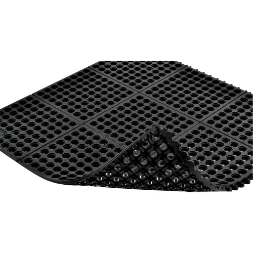 Tapis antifatigue &agrave; imbrication Cushion-Ease 550, &agrave; fentes, 3' x 3' x 3/4", Noir, Caoutchouc Equipex