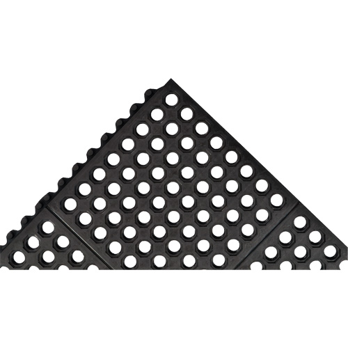 Tapis antifatigue &agrave; imbrication Cushion-Ease 550, &agrave; fentes, 3' x 3' x 3/4", Noir, Caoutchouc Equipex