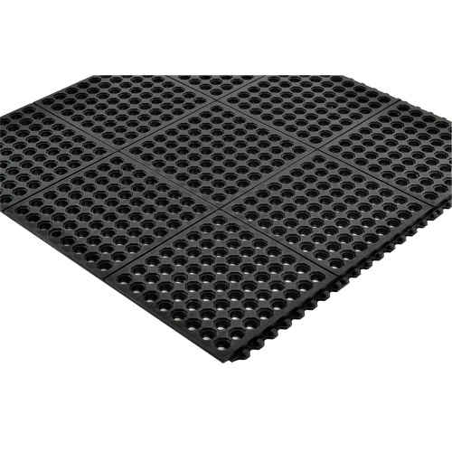 Tapis antifatigue &agrave; imbrication Cushion-Ease 550, &agrave; fentes, 3' x 3' x 3/4", Noir, Caoutchouc Equipex