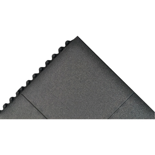 Tapis antifatigue &agrave; imbrication Cushion-Ease, Rugueux, 3' x 3' x 3/4", Noir, Caoutchouc naturel Equipex