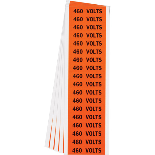 &eacute;tiquette de tension pour conduit  460 Volts , 1/2" x 2-1/4", &eacute;toffe/Vinyle, Anglais Equipex