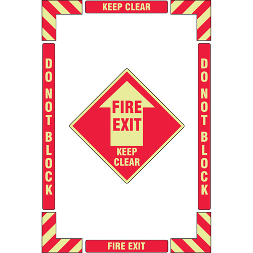 "Fire Exit" Floor Marking Kit, Adhesive, English with Pictogram Equipex