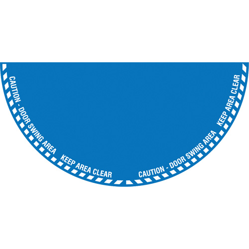 Signalisation au sol ?Caution? (attention) pour porte battante en demi-cercle, Adh&eacute;sif, Anglais avec pictogramme Equipex