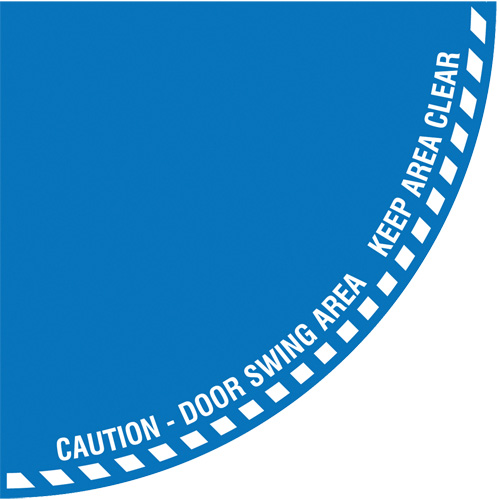 Signalisation au sol ?Caution? (attention) pour porte battante en quart de cercle, Adh&eacute;sif, Anglais avec pictogramme Equipex