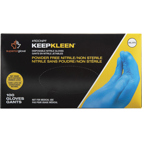 Gants jetables KeepKleen, Petit, Nitrile, 2,8 mil, Sans poudre, Bleu Equipex