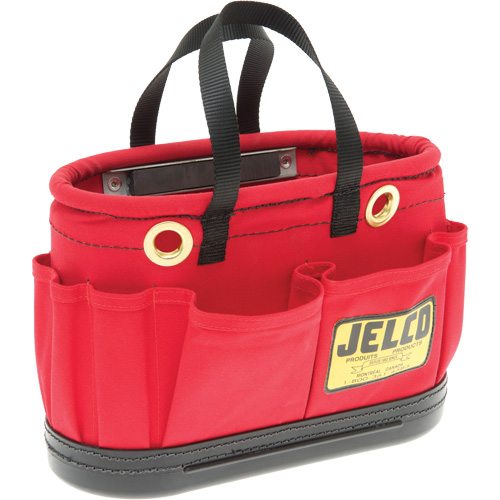 Aerial Tool Bucket with Magnet, 14" L x 7" W x 10" H, Canvas, Red Equipex
