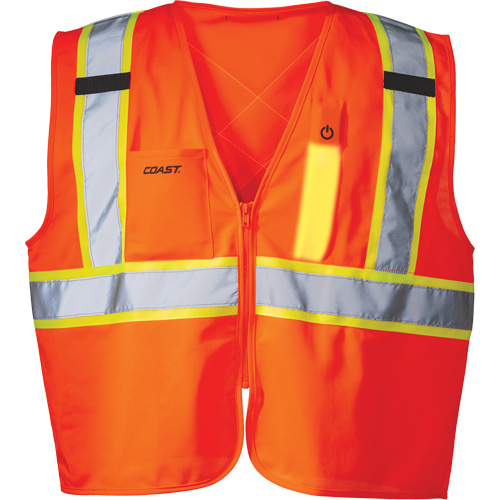 SV350 X-Back Safety Vest with Light, High Visibility Orange, Small, Polyester Equipex