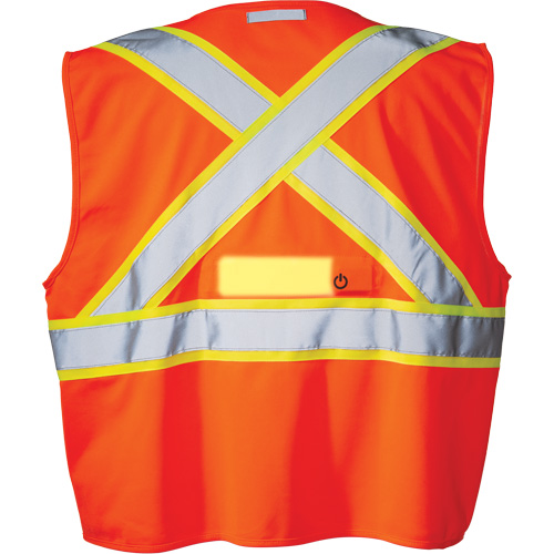 SV350 X-Back Safety Vest with Light, High Visibility Orange, Small, Polyester Equipex