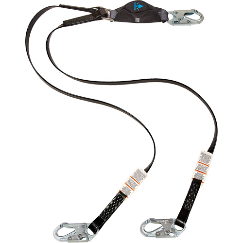 Anti-Corrosion Energy Absorbing Lanyard, 6', Snap Hook Center, Snap Hook Leg Ends, Polyester Equipex