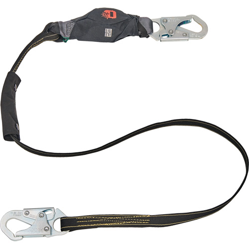Anti-Corrosion Energy Absorbing Lanyard, 6', Rebar Hook Center, Snap Hook Leg Ends, Polyester Equipex