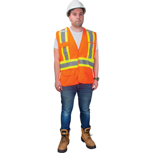 Veste d'arpenteur haute visibilit&eacute; conforme &agrave; la CSA, Orange haute visibilit&eacute;, Grand, Polyester Equipex