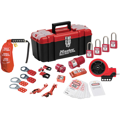 Trousse de cadenassage avec cadenas en thermoplastique de qualit&eacute; sup&eacute;rieure Zenex, Ensemble &eacute;lectrique, 21 composants compris Equipex