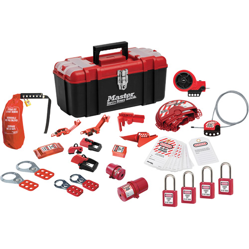 Trousse de cadenassage avec cadenas en thermoplastique de qualit&eacute; sup&eacute;rieure Zenex, Ensemble &eacute;lectrique/Vanne, 27 composants compris Equipex