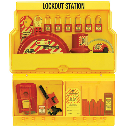Standard Valve & Electrical Deluxe Lockout Station, Thermoplastic Padlocks, 32 Padlock Capacity, Padlocks Included Equipex